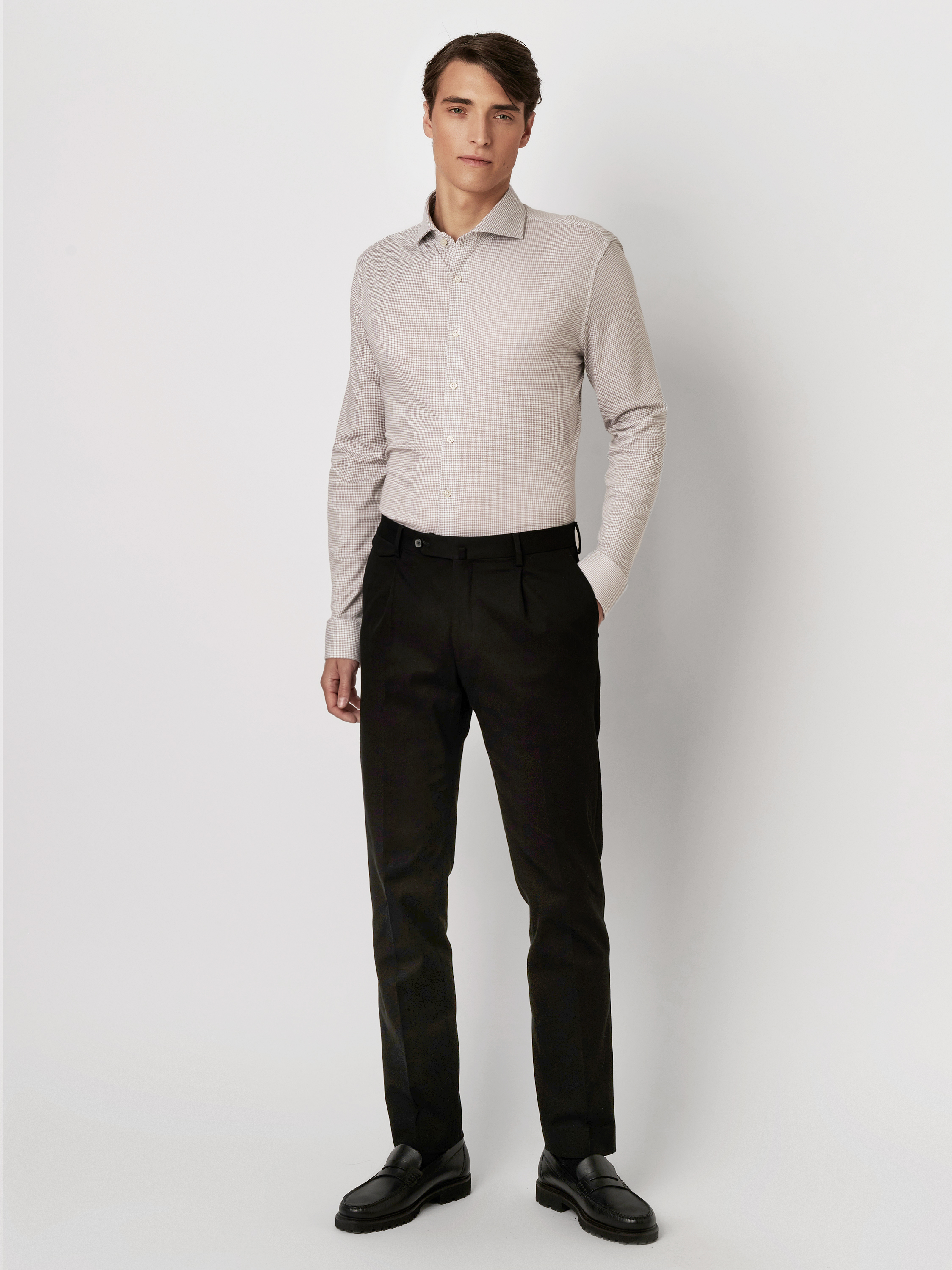 Hemd Essential Hai grey houndstooth Outfitansicht Hemd Essential Hai grey houndstooth Outfitansicht