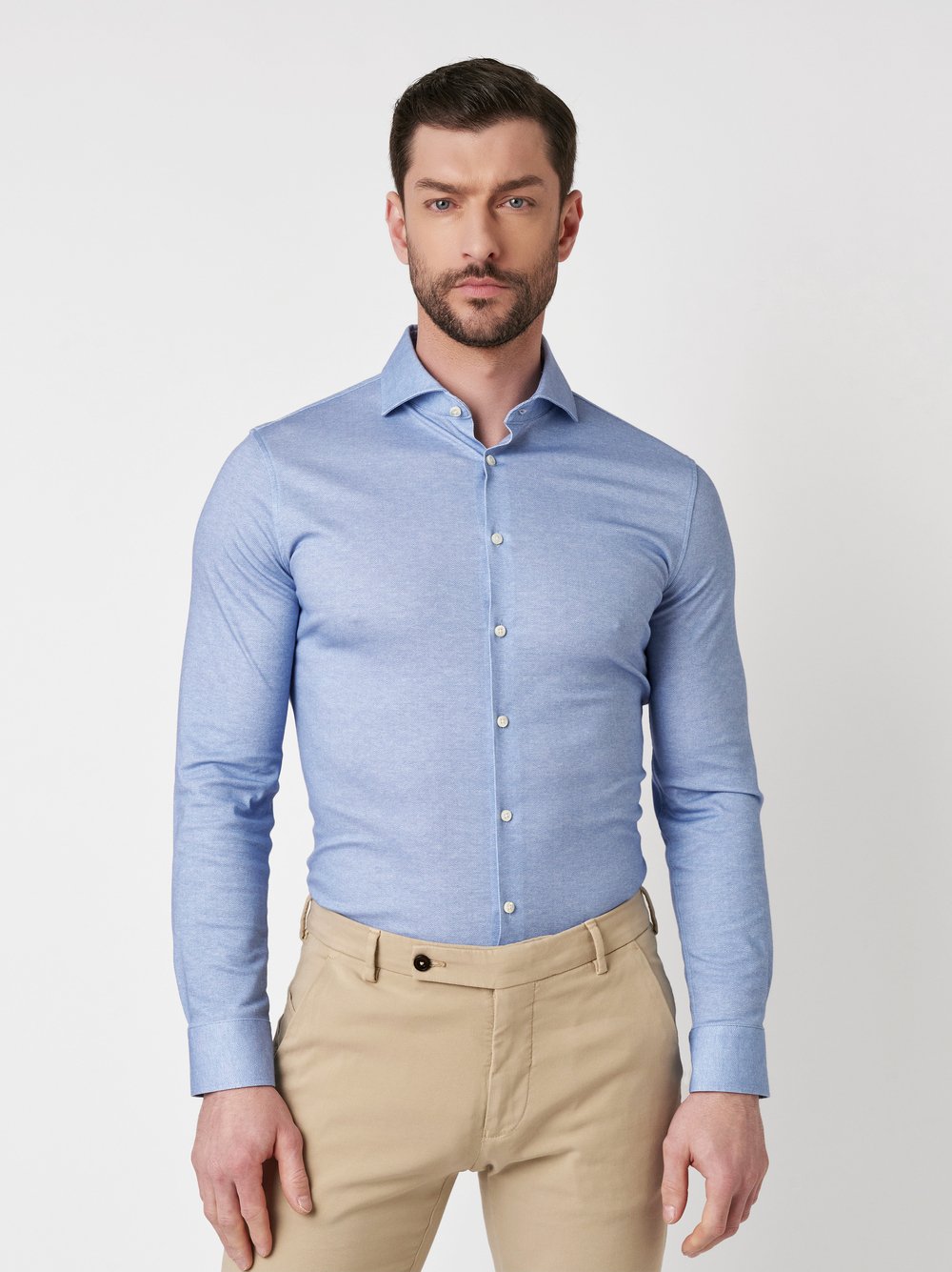 Shirt | Style »Luxury Hai« light blue herringbone