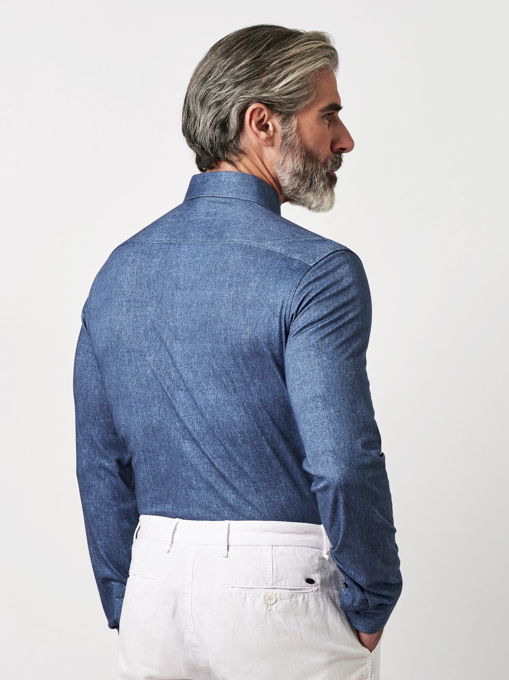 Hemd Luxury Hai blue bleached denim optic Rueckansicht Hemd Luxury Hai blue bleached denim optic Rueckansicht