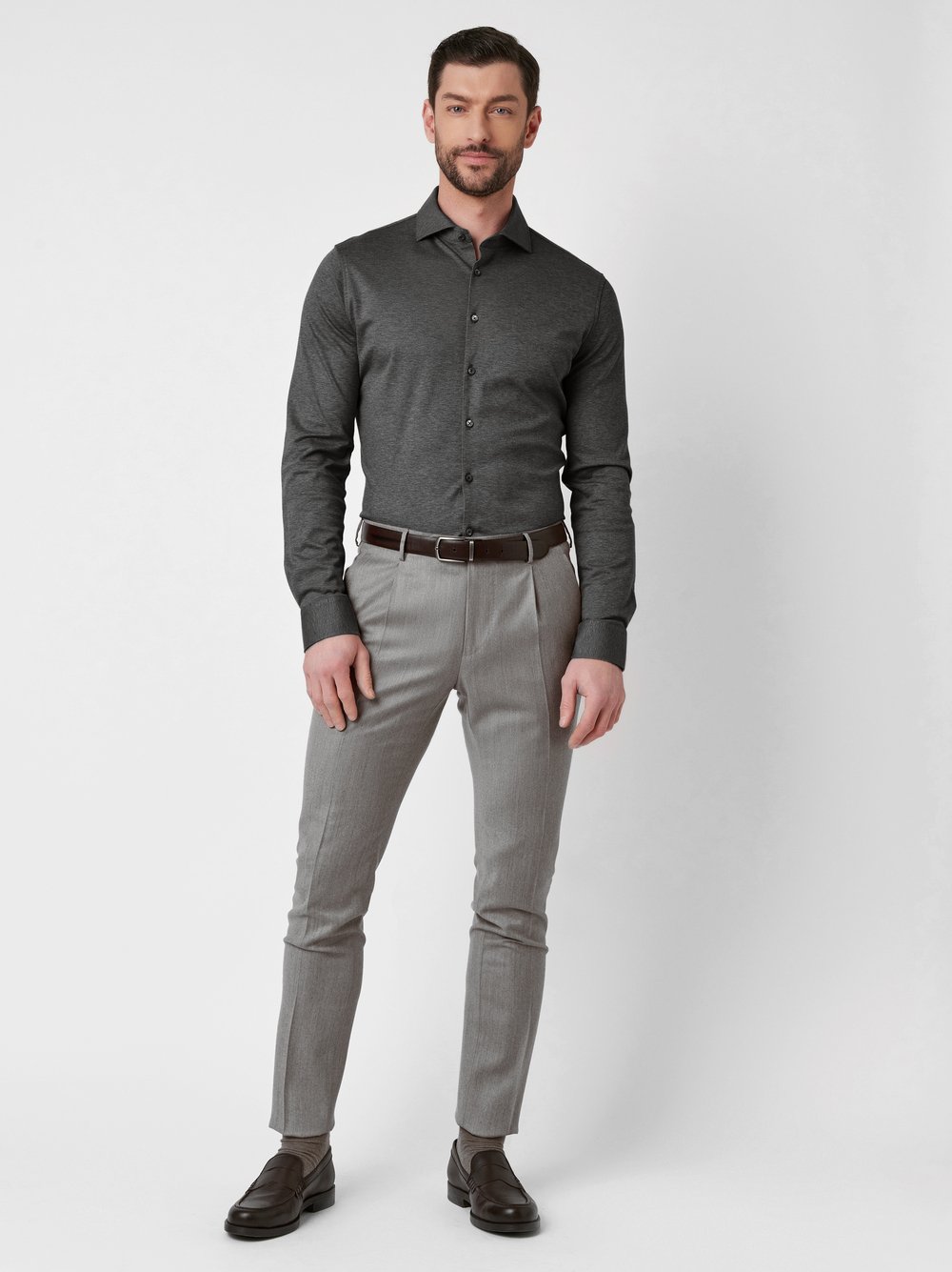 Shirt Luxury Hai dark grey melange outfit view