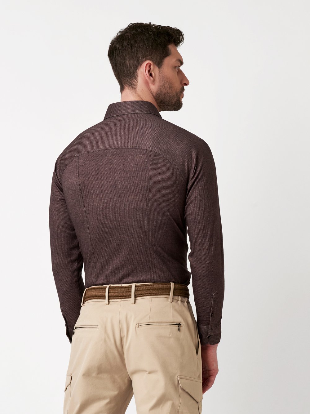 Shirt Casual Kent chocolate twill rear view