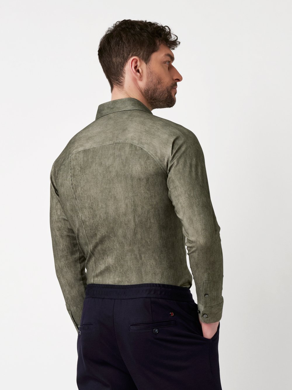 Shirt Casual Kent light green corduroy rear view
