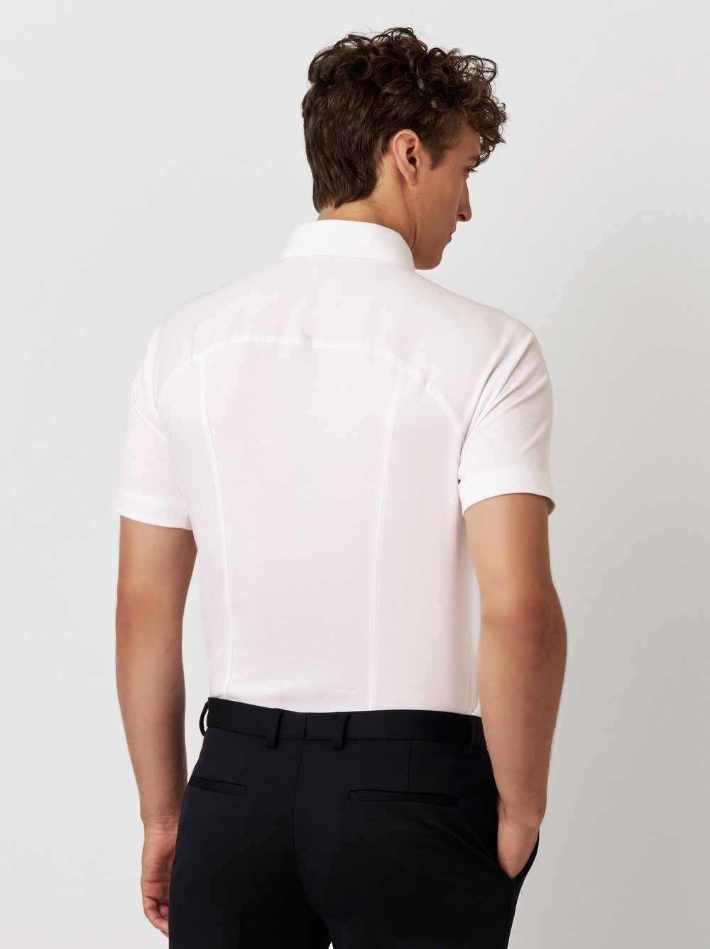 Hemd Casual Kent solid white Rueckansicht