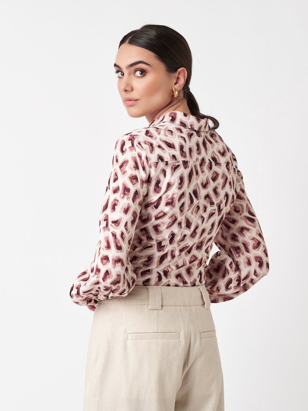 Bluse Pia abstract metric burgundy Rueckansicht