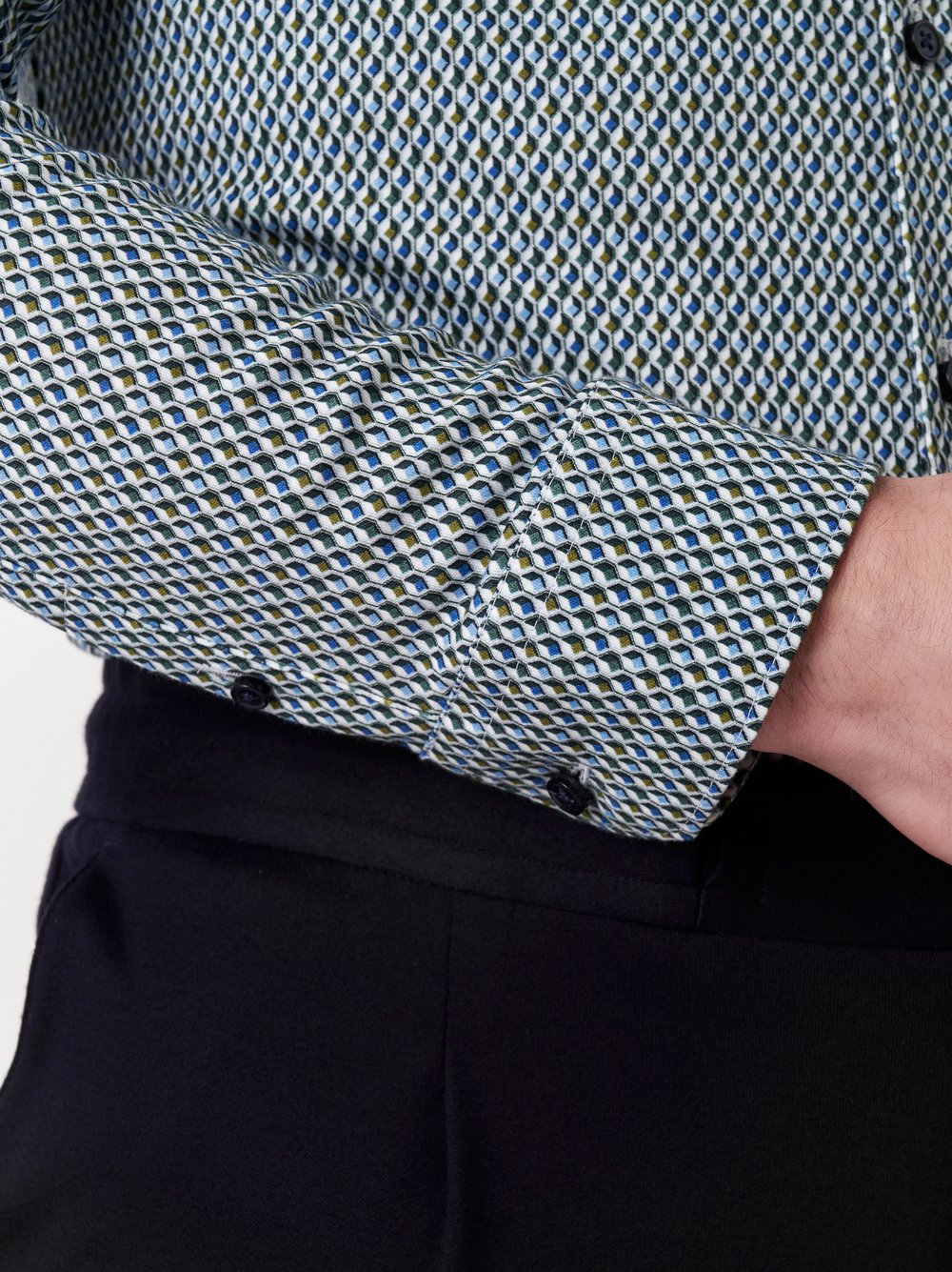 Shirt Casual Kent green squares detail view