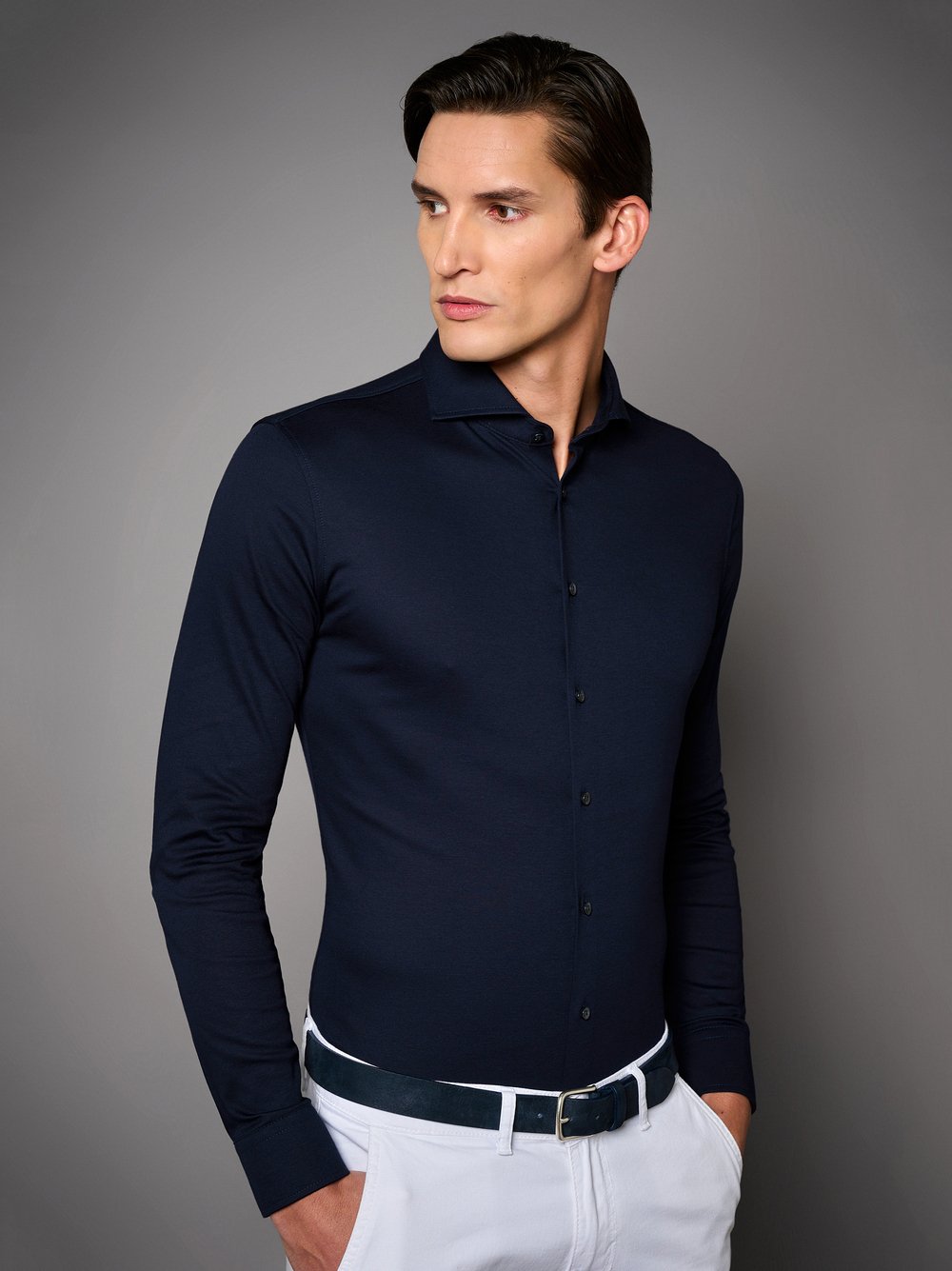 Hemd Luxury Hai solid dark blue Vorderansicht