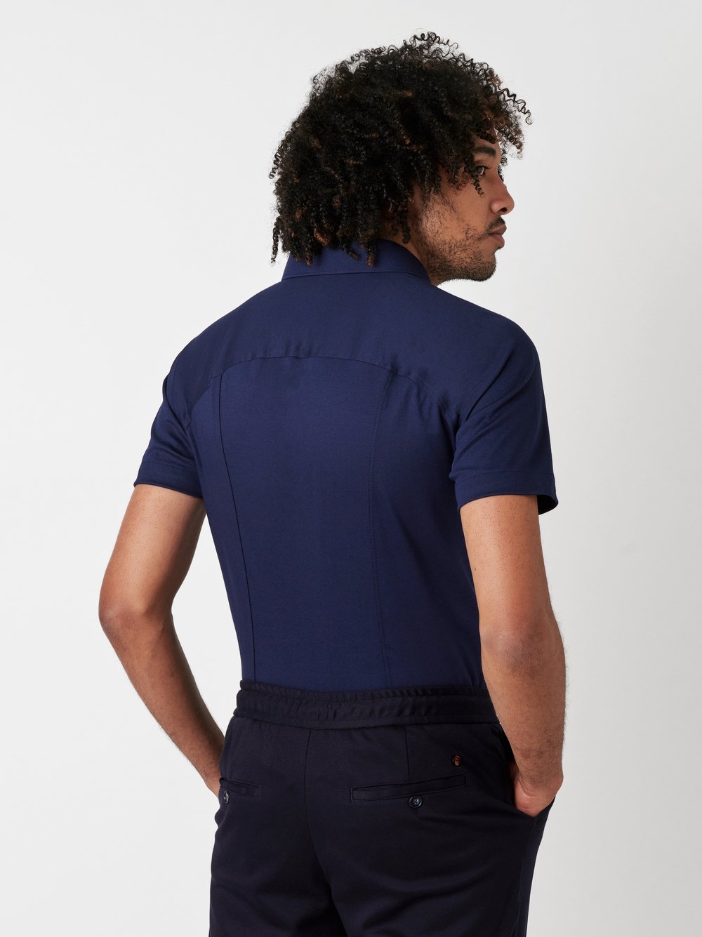 Hemd Casual Kent solid dark navy Rueckansicht
