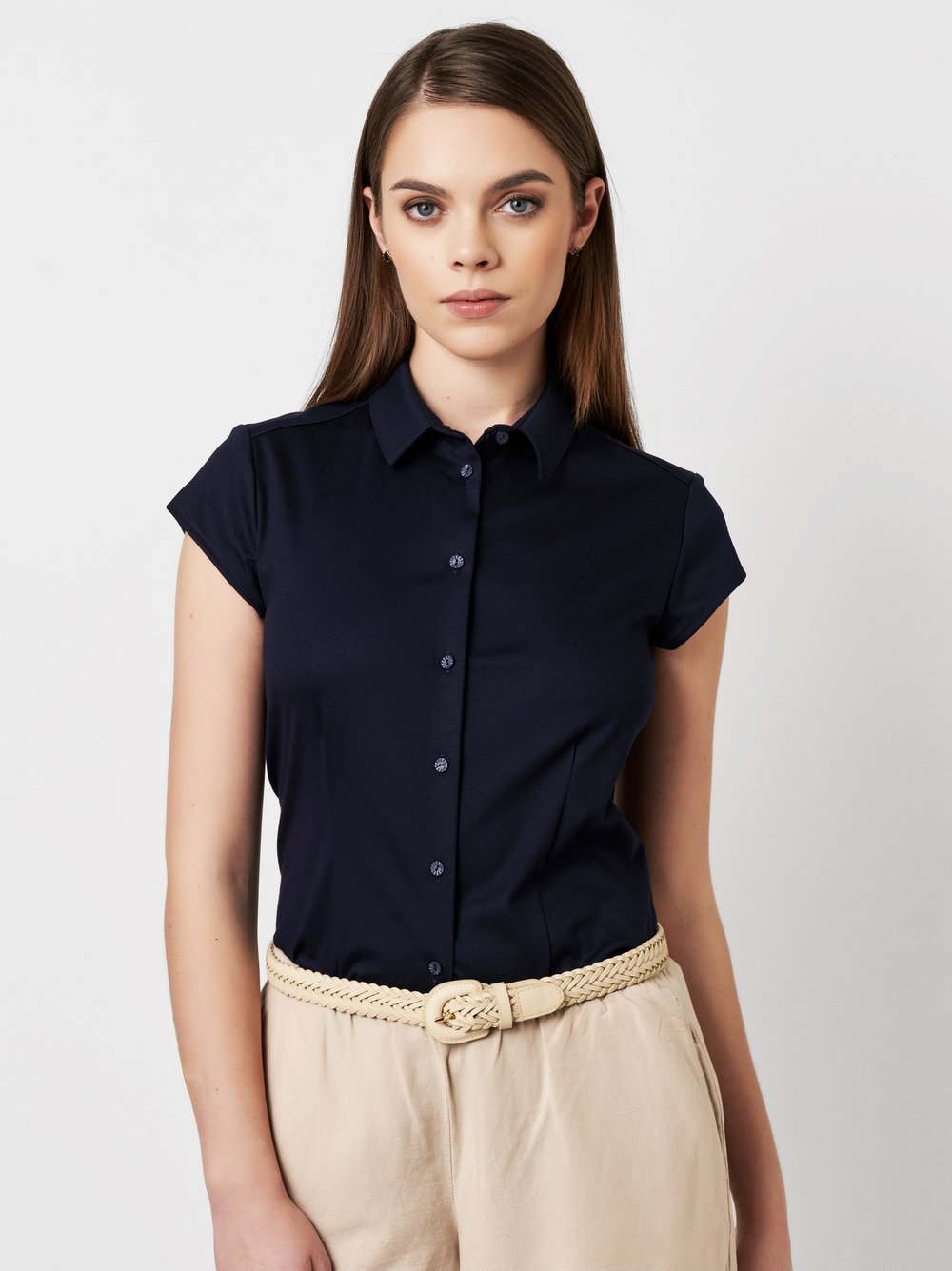 Bluse Pia solid midnight blue Vorderansicht