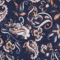 Color swatch of shirt in brown paisley flowers