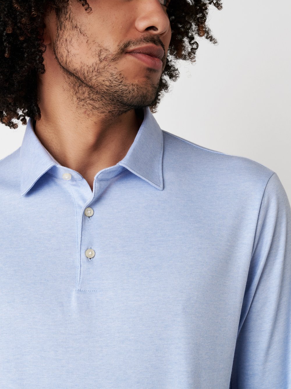 Polo Essential Polo Kent light blue pique detail view