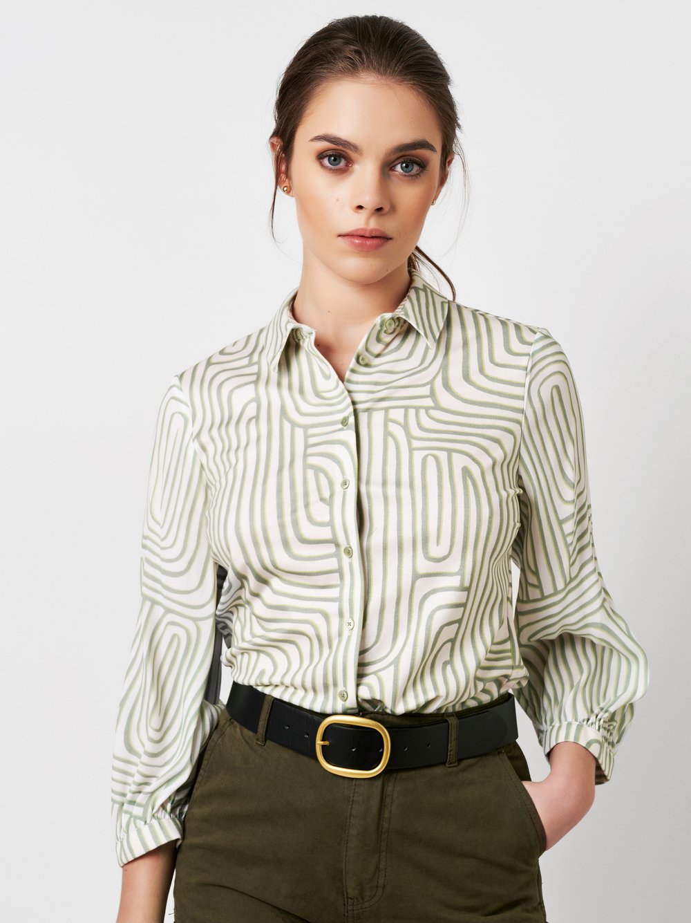 Blouse | Style »Pia« labyrint apple mint white