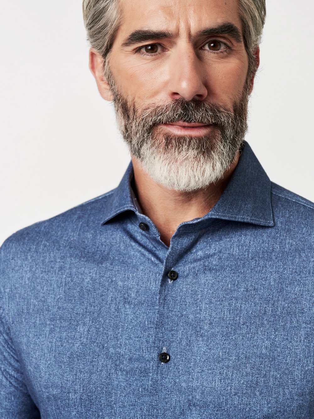 Hemd Luxury Hai blue bleached denim optic Detailansicht Hemd Luxury Hai blue bleached denim optic Detailansicht