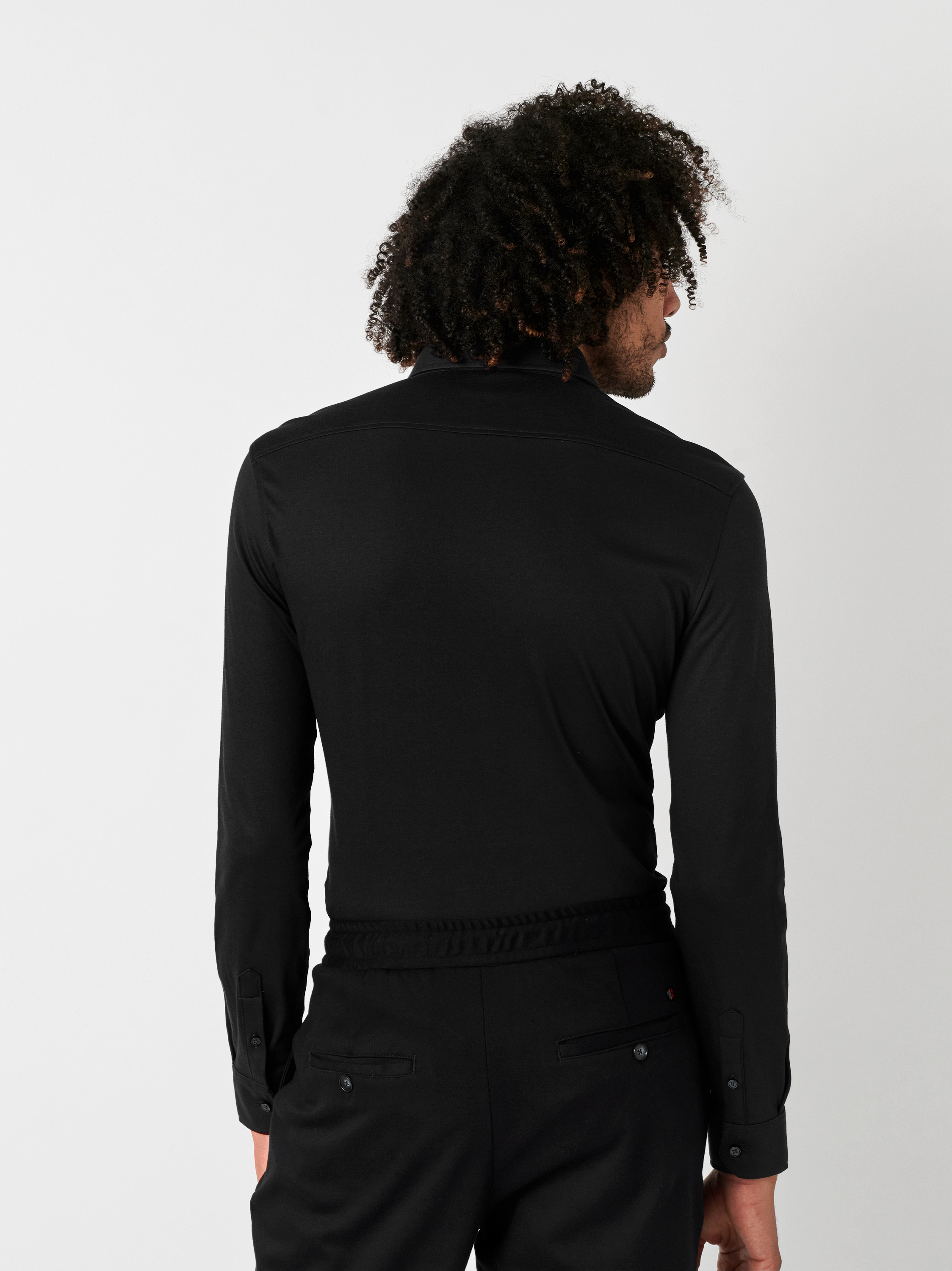 Shirt Essential Hai black & pink flowers rear view Shirt Essential Hai black & pink flowers rear view