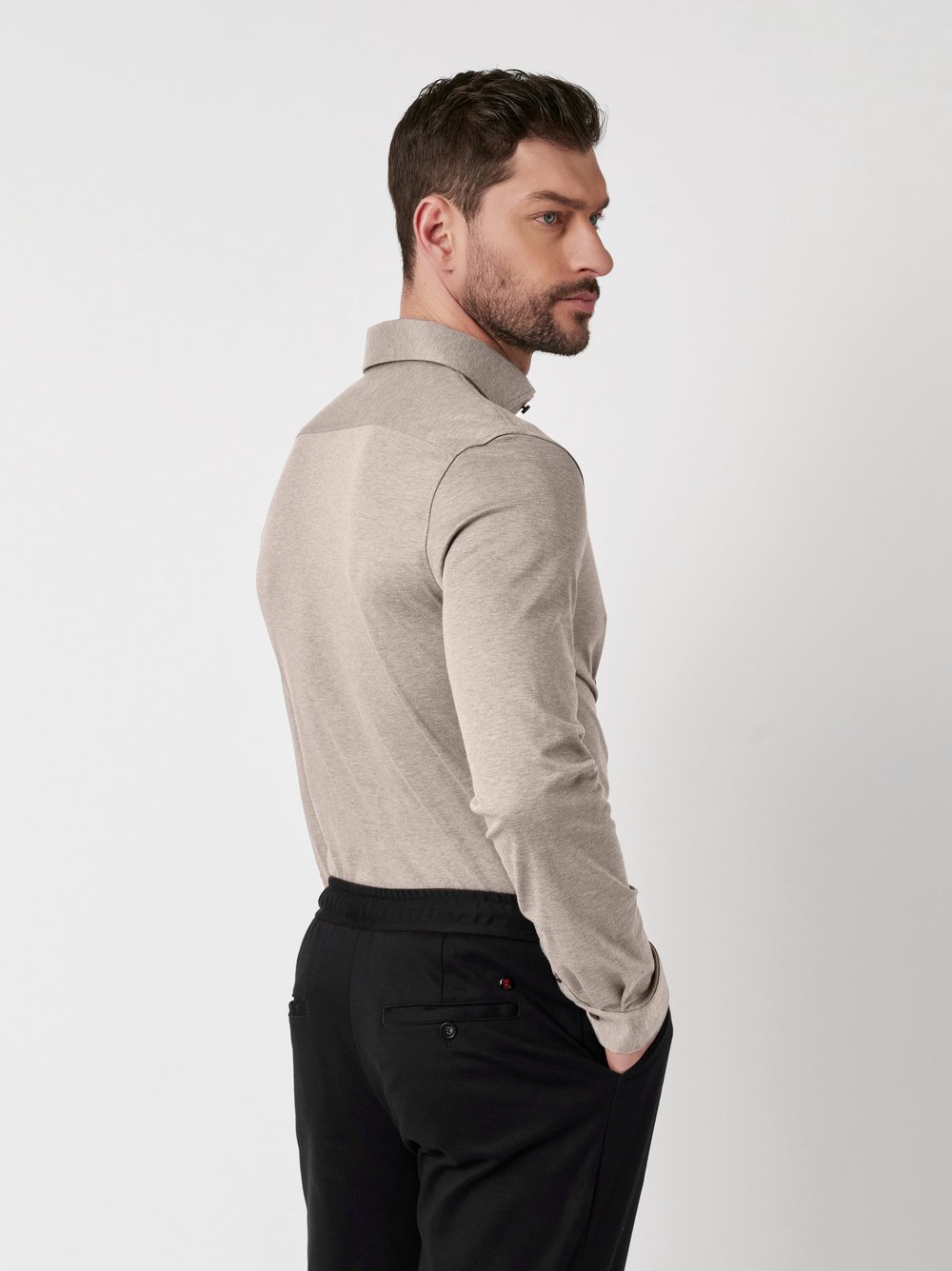 Shirt Luxury Hai sand melange rear view