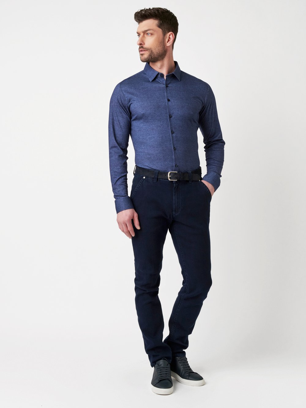 Shirt Casual Kent navy twill   outfit view
