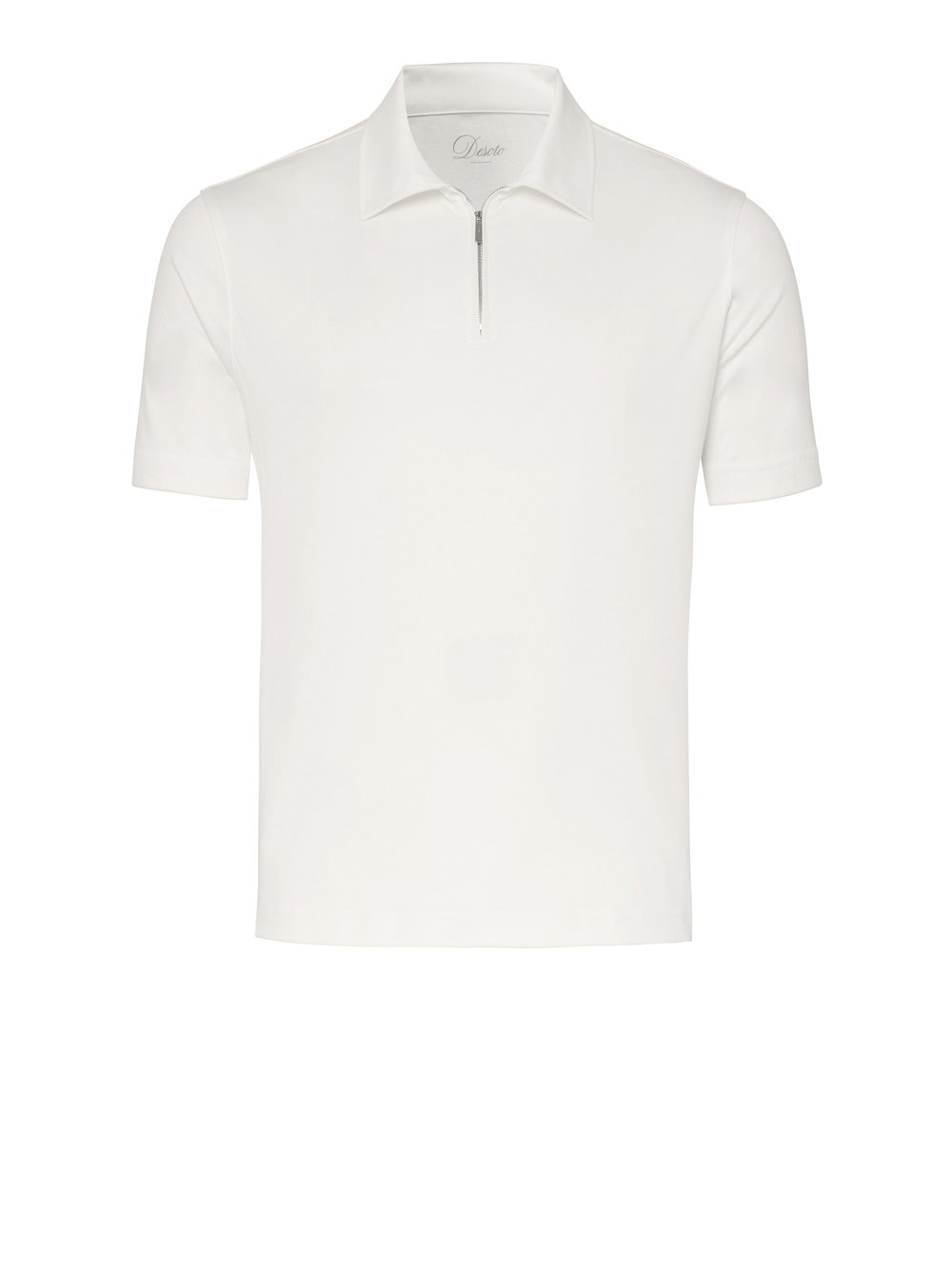 Mens Polo luxury two ply zip in cream, product view