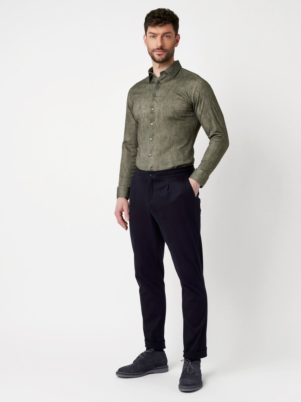 Shirt Casual Kent light green corduroy outfit view