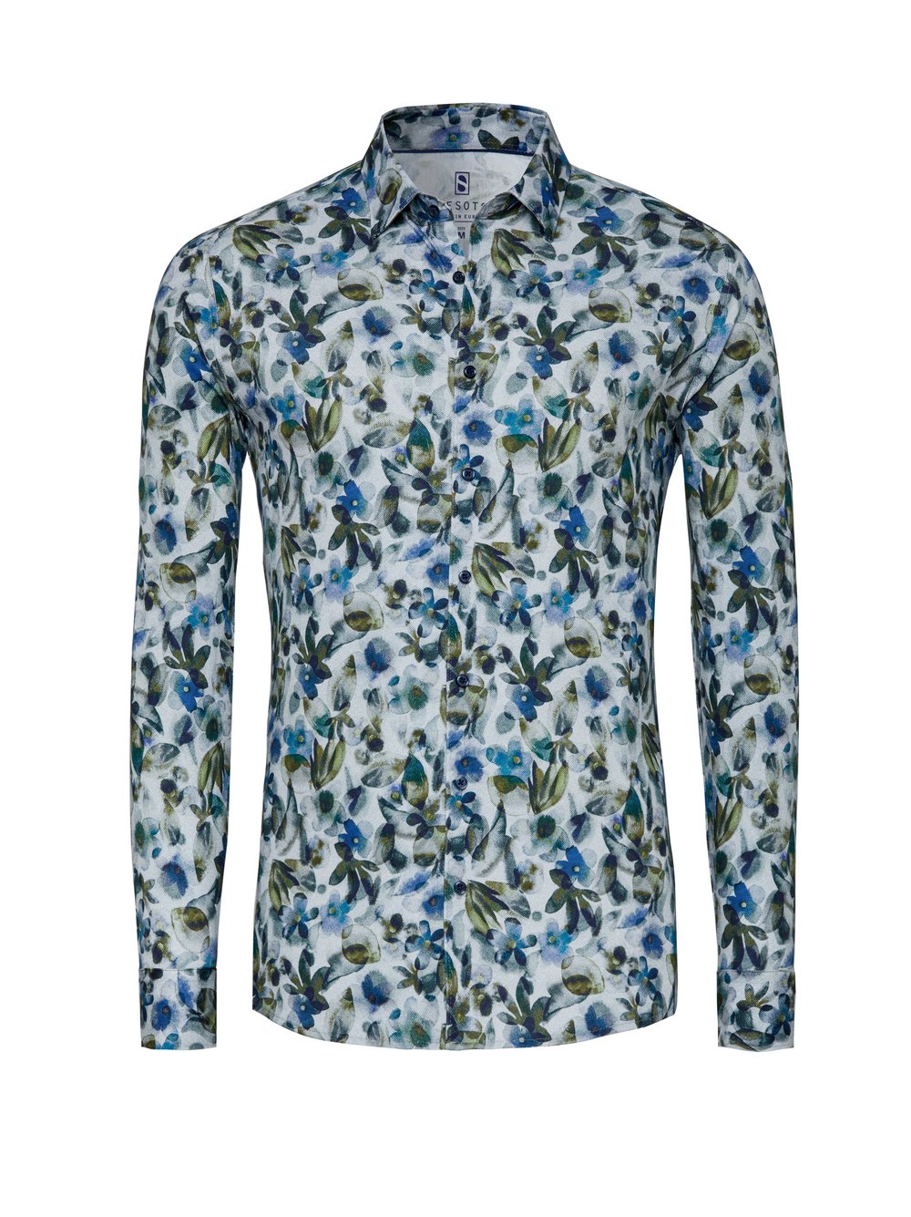 Shirt Casual Kent green blue flowers hollow