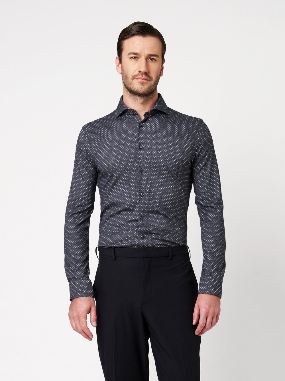 Shirt | Style »Luxury Hai« dark blue beige dots