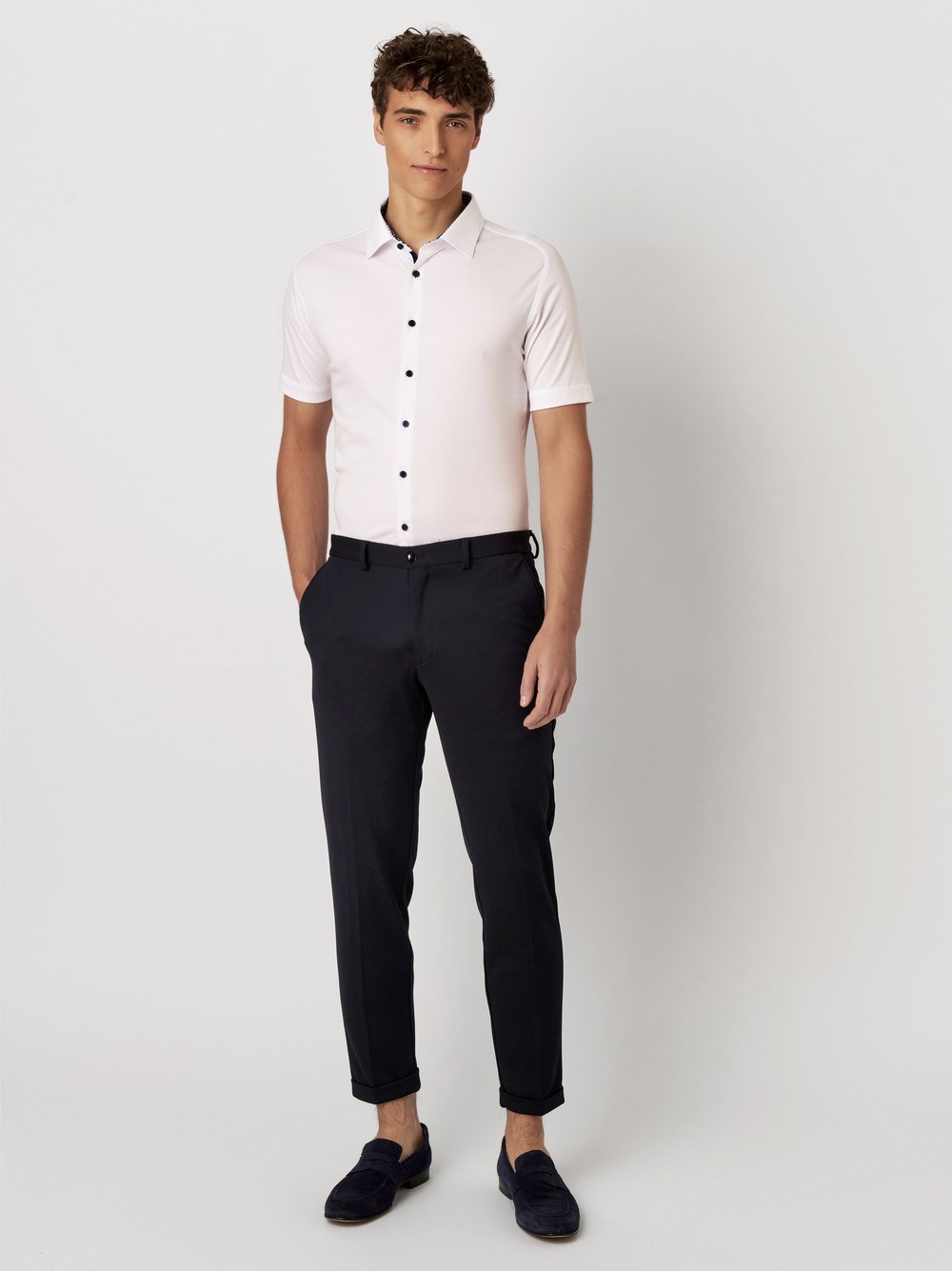 Shirt Casual Kent solid white outfit view Shirt Casual Kent solid white outfit view