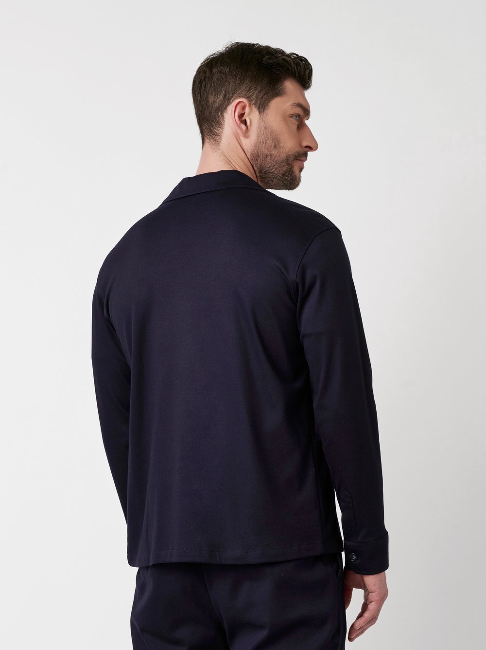 Shirt Casual Overshirt Revers solid navy   rear view Shirt Casual Overshirt Revers solid navy   rear view