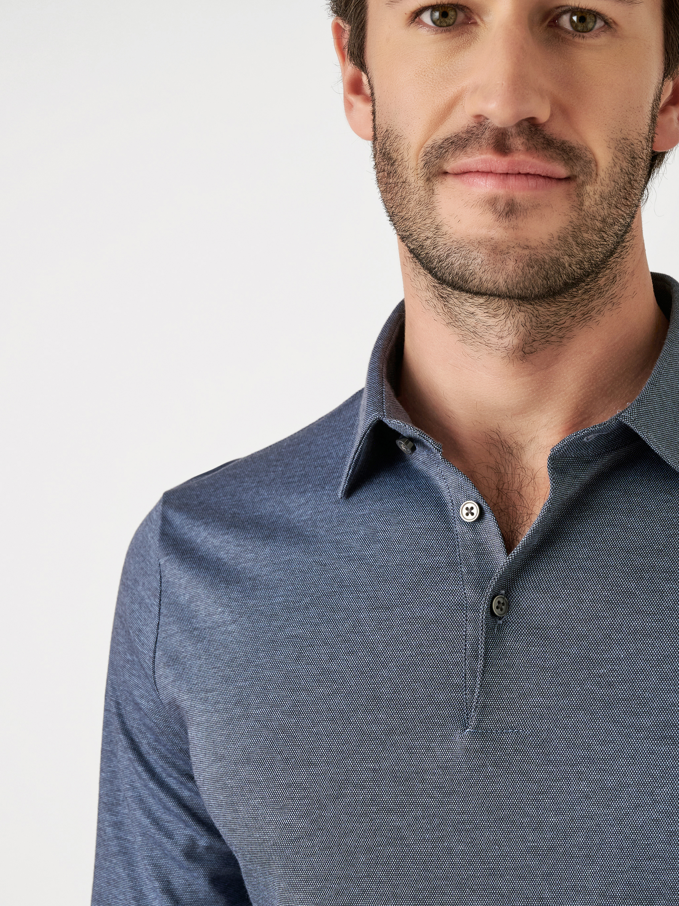 Polo Essential Polo Kent blue pique detail view
