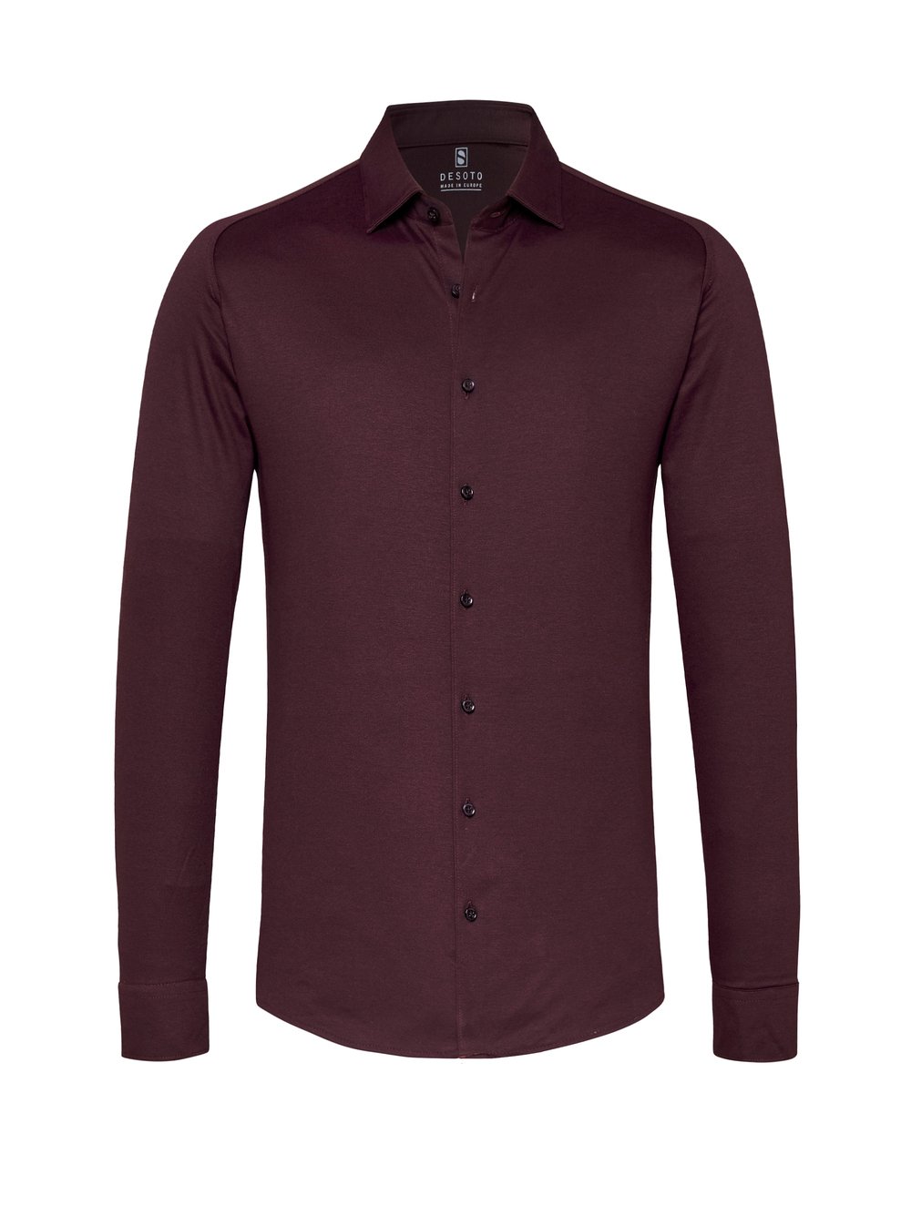 Mens shirt casual kent in dark burgundy pique, product view