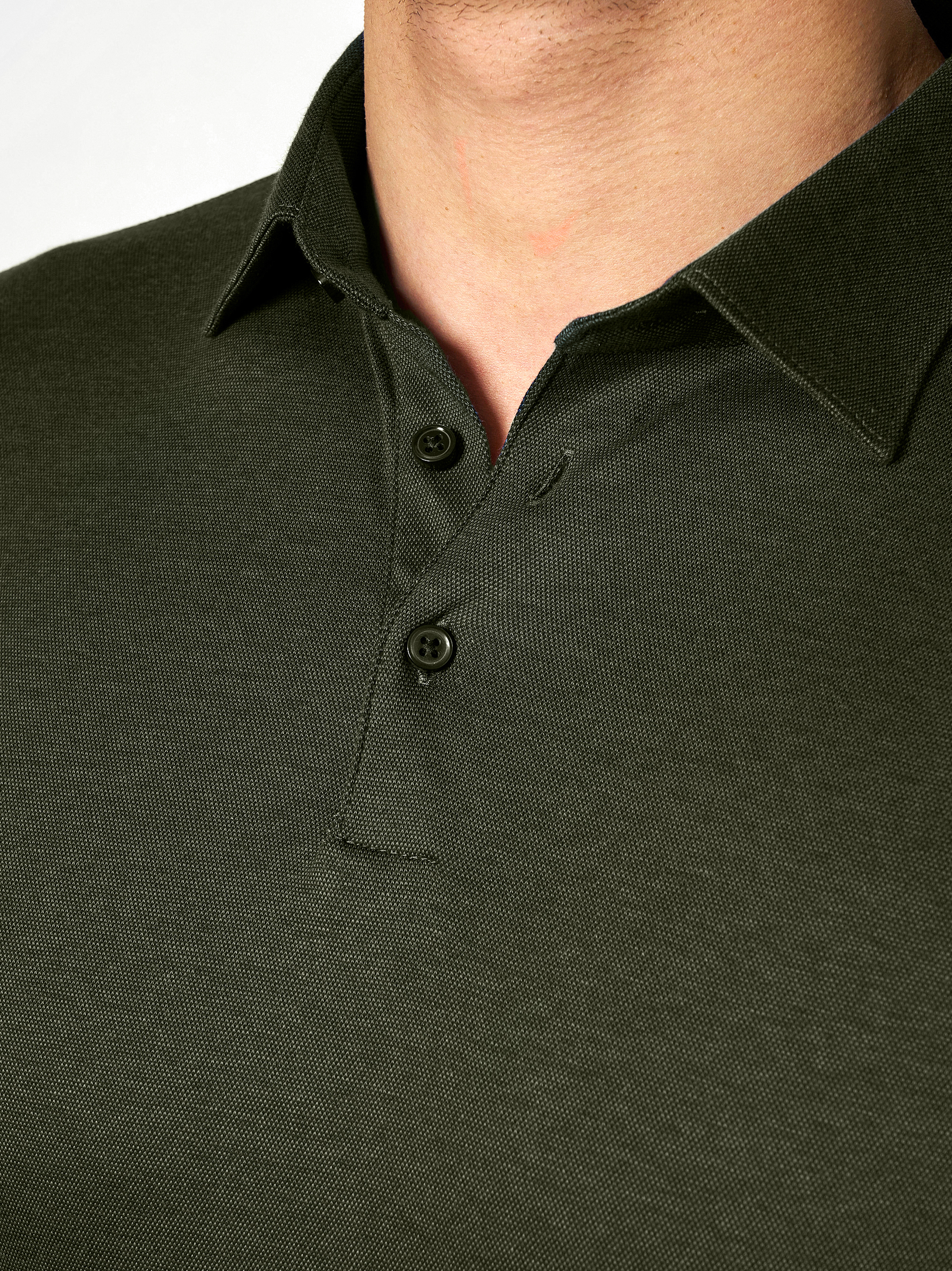 Polo Essential Polo Kent forrest green pique detail view