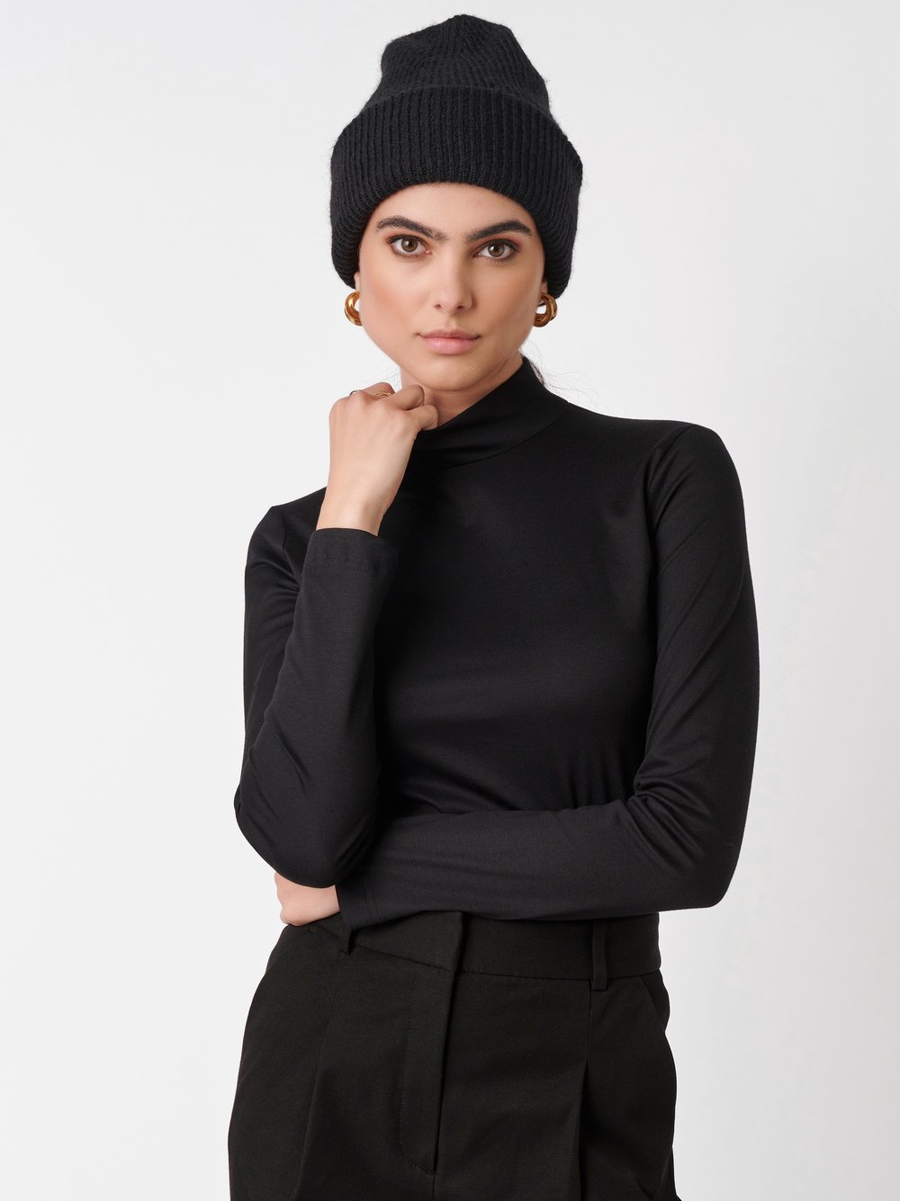 Pullover Anna black popeline Vorderansicht