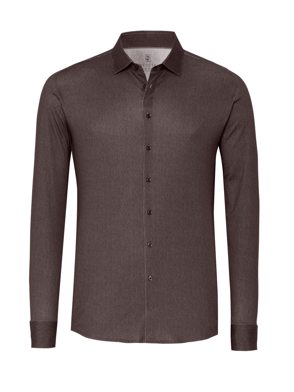 Mens shirt casual kent in dark wood corduroy, product view