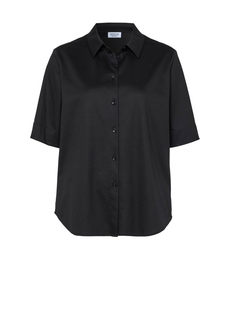 Damenbluse Lizzy in solid black, freigestellte Produktansicht