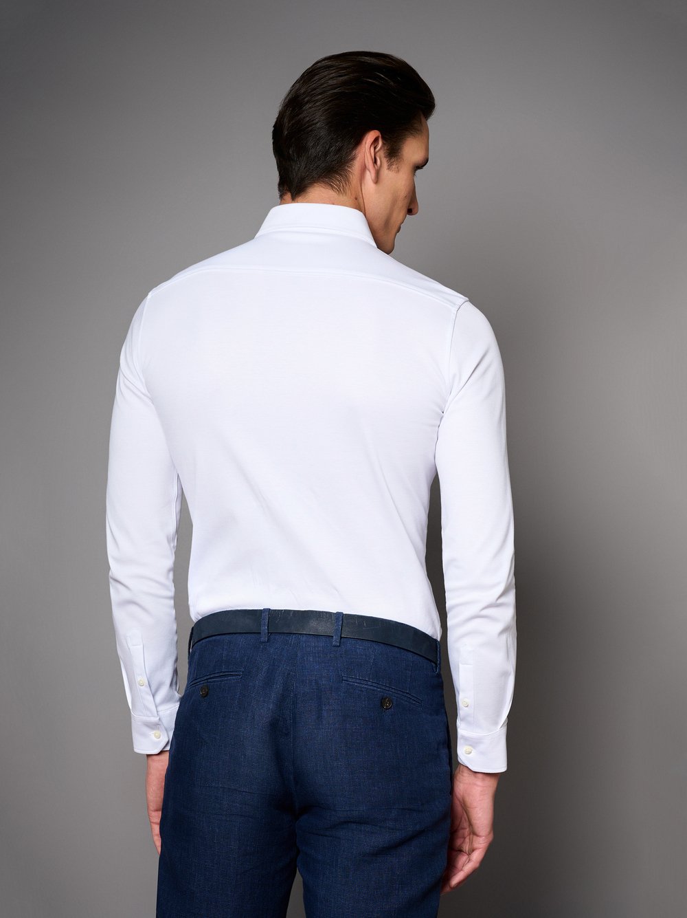 Hemd Luxury Hai white pique Rueckansicht