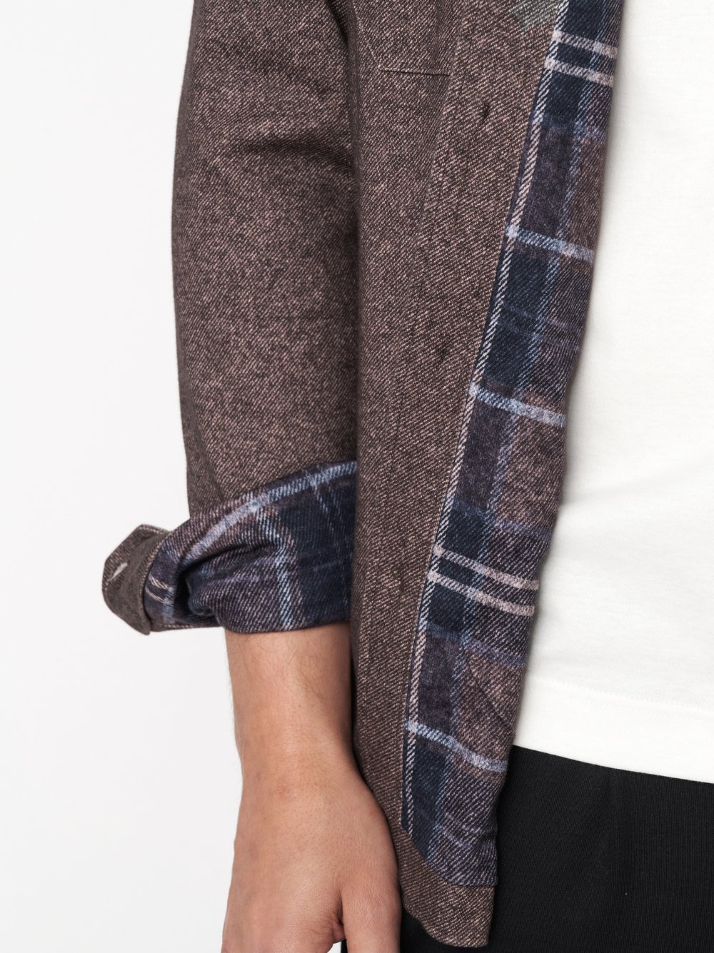 Herrenhemd Casual Shacket in brown twill, Detailansicht