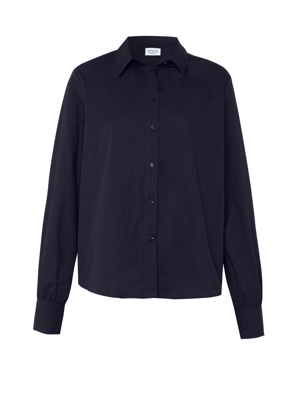 Damenbluse Lizzy in solid midnight blue, freigestellte Produktansicht