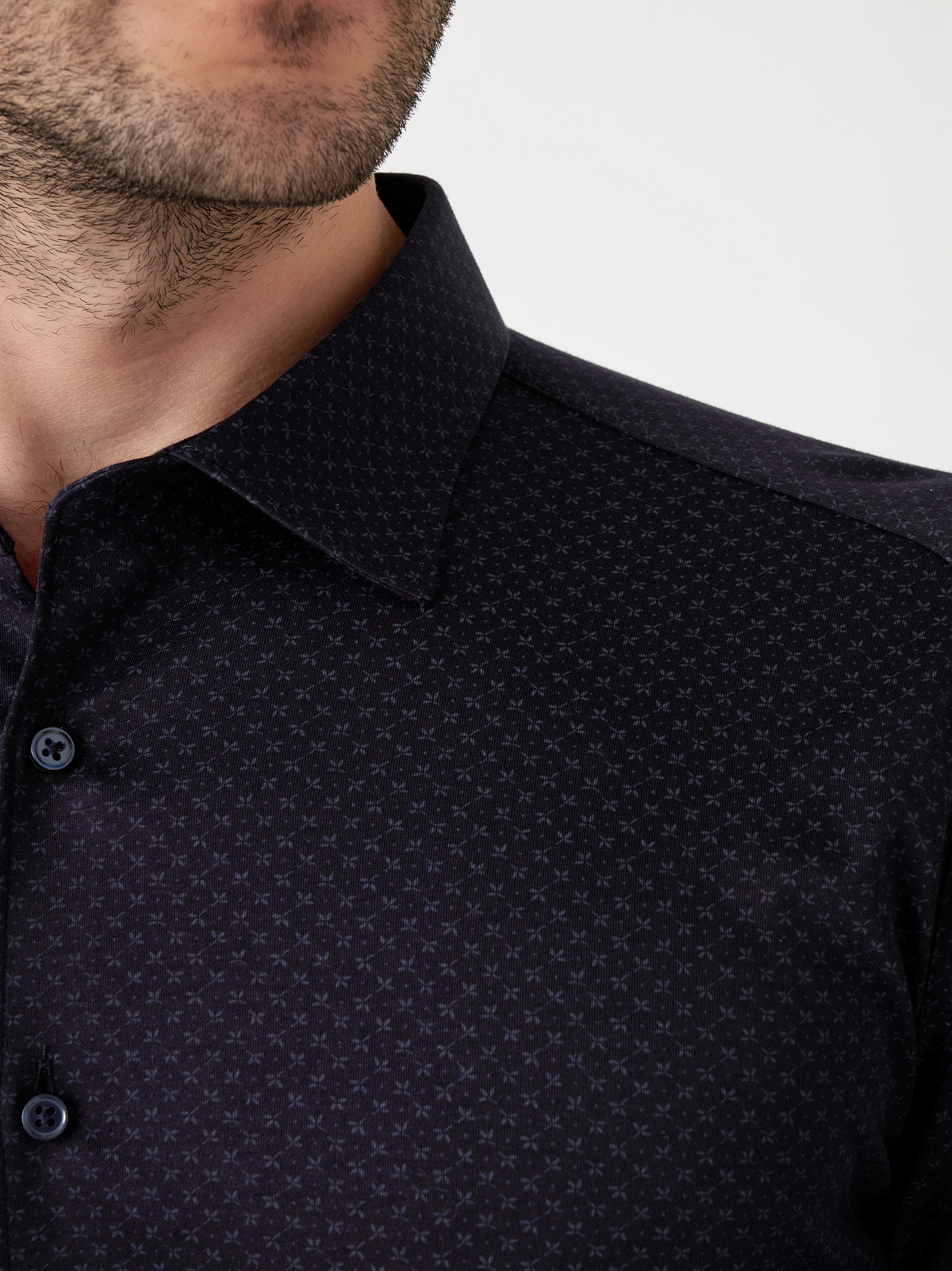 Herrenhemd Casual Kent in navy blossoms, Detailansicht
