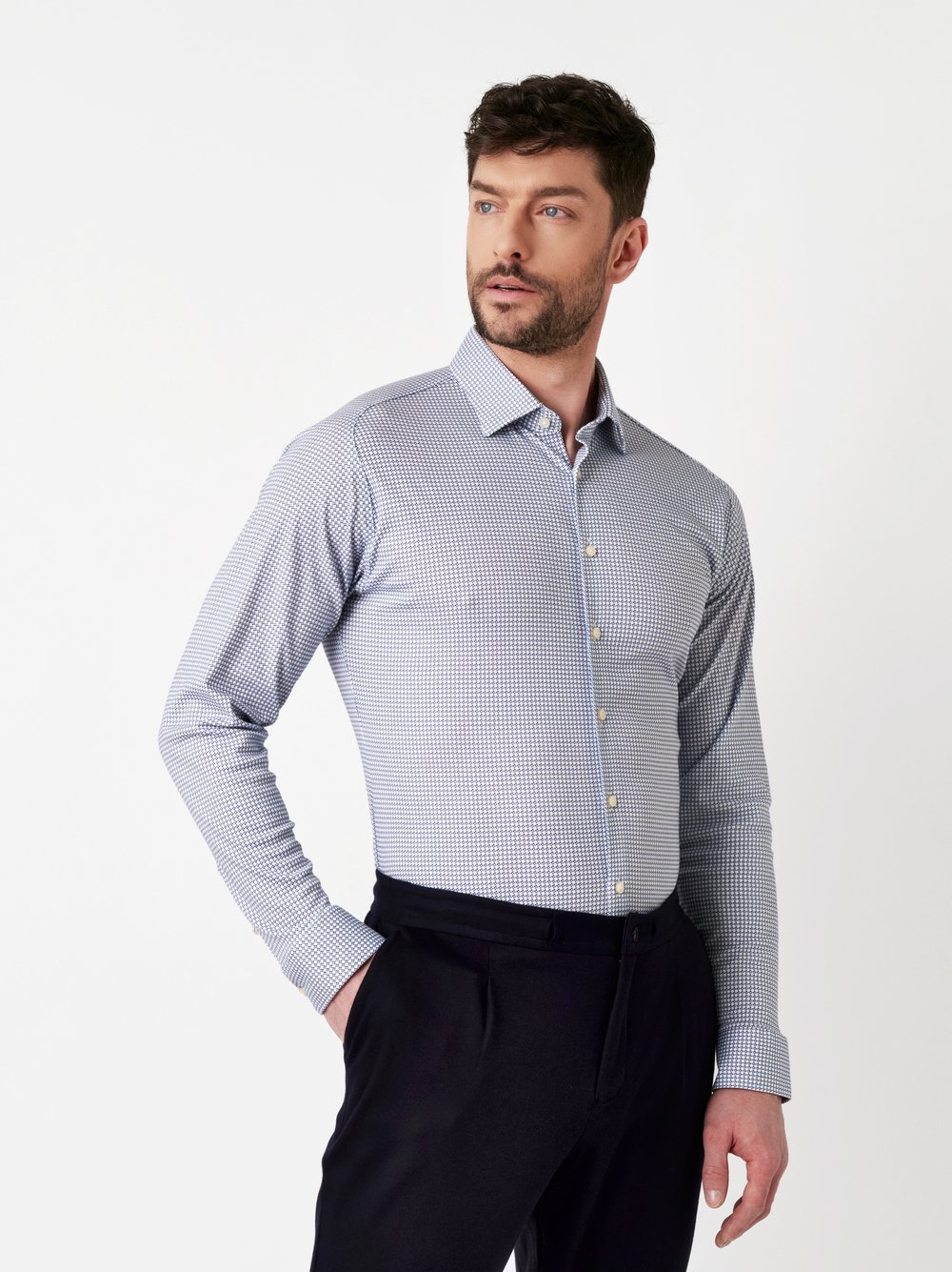 Shirt | Style »Casual Kent« white blue squares