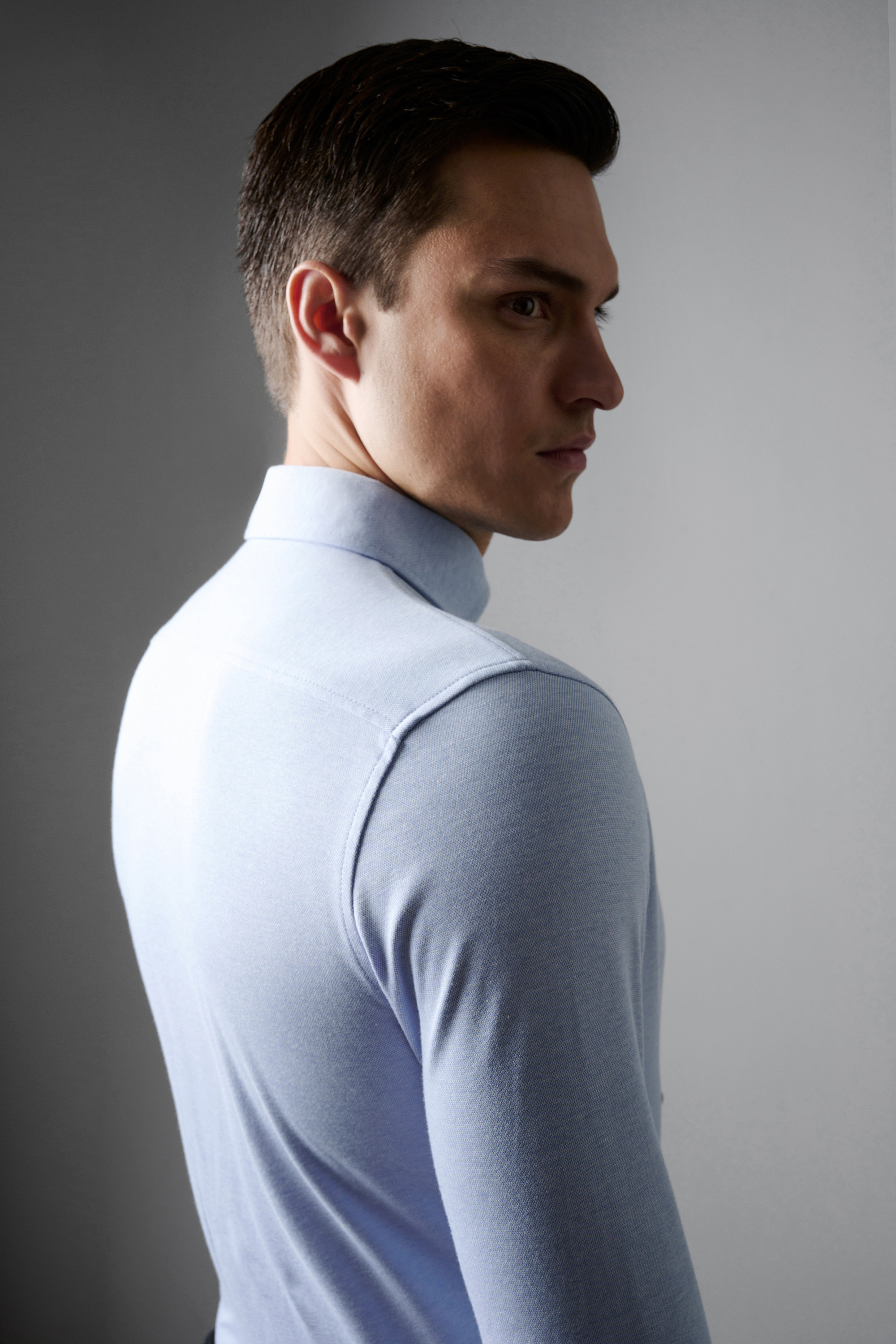 Shirt Essential Hai light blue pique rear view Shirt Essential Hai light blue pique rear view