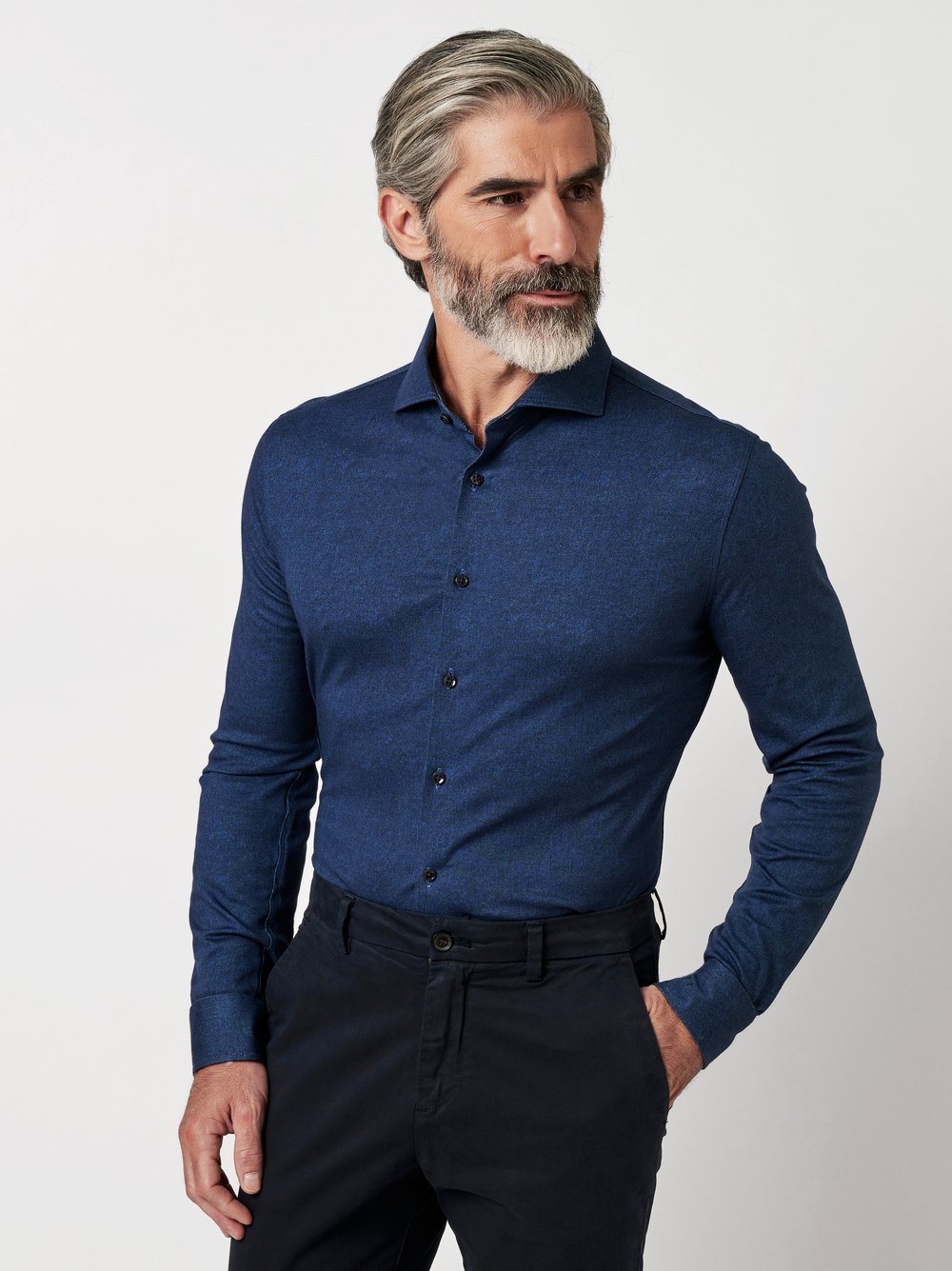 Shirt Luxury Hai authentic blue denim optic front view Shirt Luxury Hai authentic blue denim optic front view