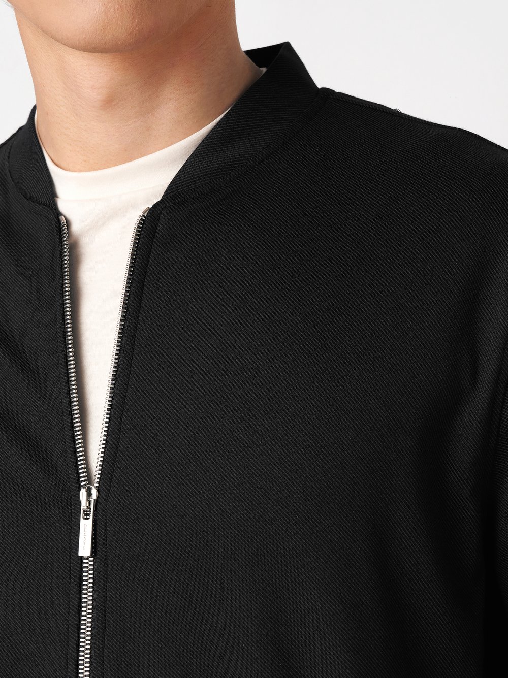 Herrenjacke Casual College Jacket in black twill, Detailansicht