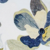 Color swatch of shirt in green and blue flowers