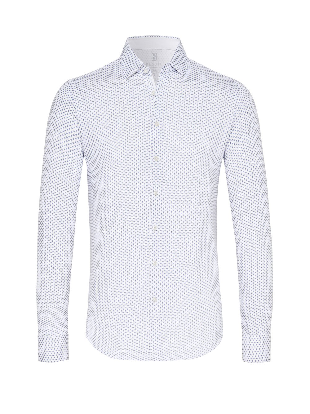 Mens shirt casual kent in white with blue dots, product view