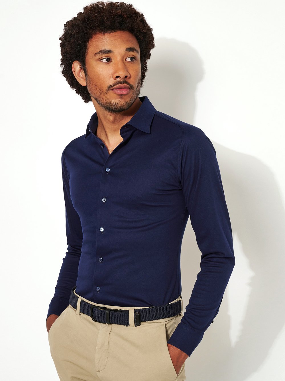 Hemd Casual Kent solid dark navy Vorderansicht