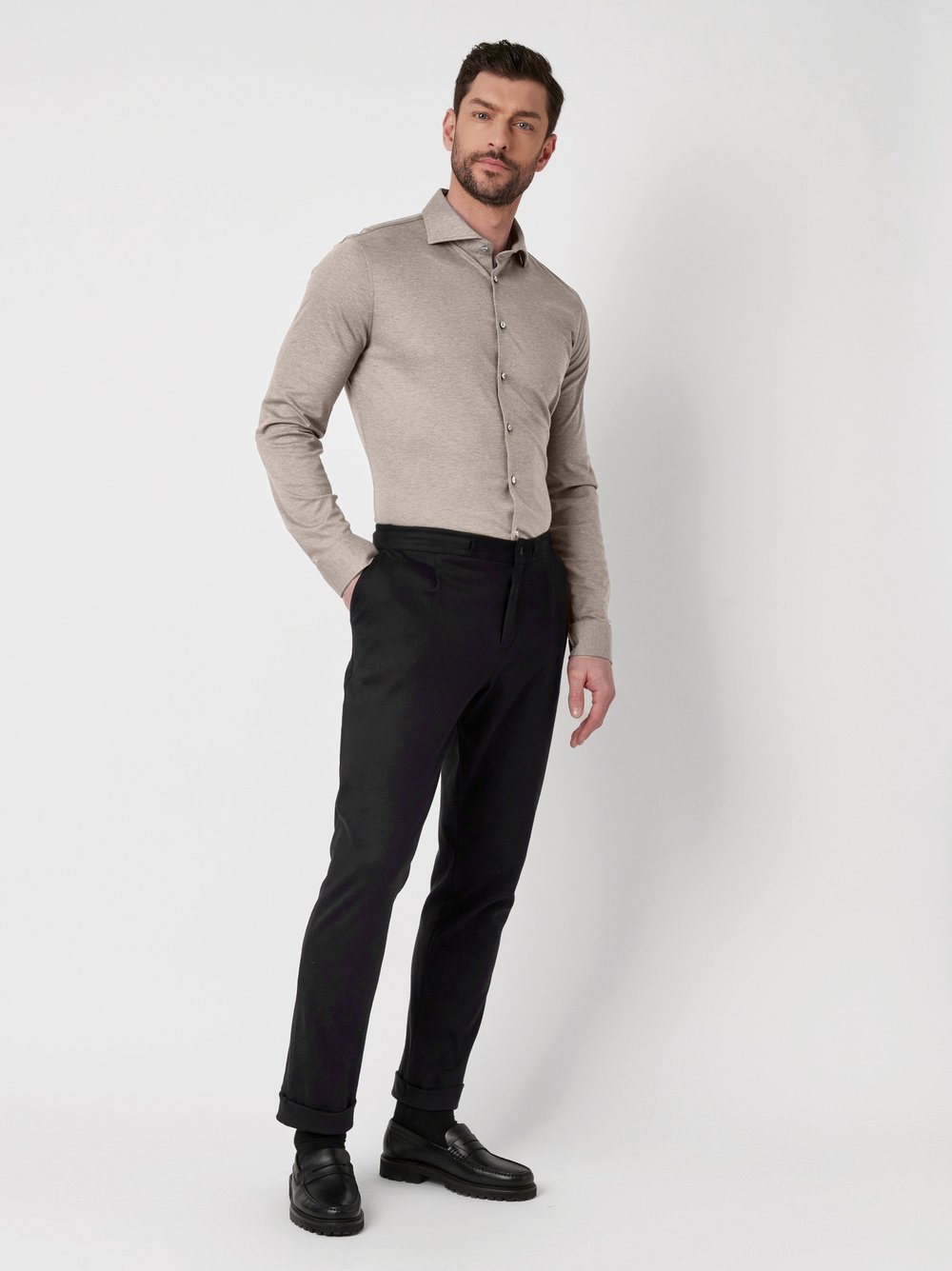 Shirt Luxury Hai sand melange outfit view