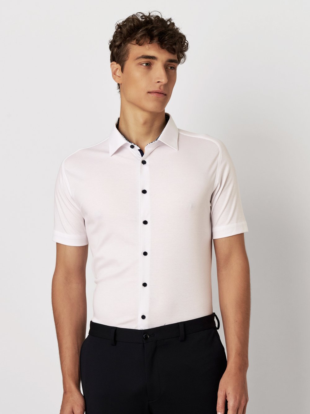 Hemd Casual Kent solid white Vorderansicht