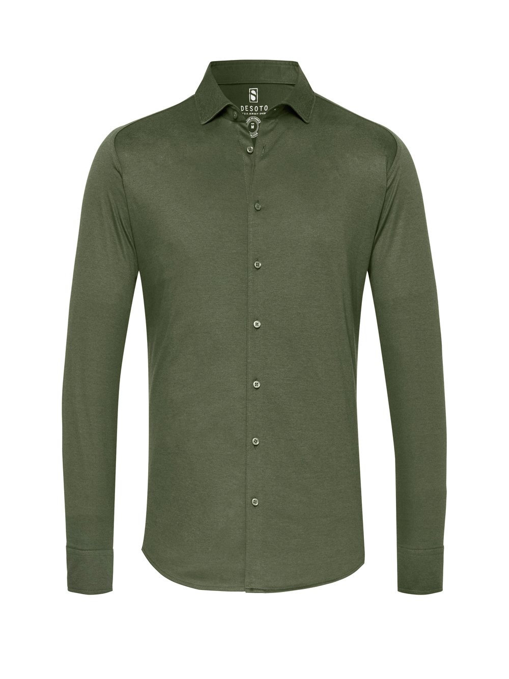 Mens shirt casual kent in forrest green pique, product view