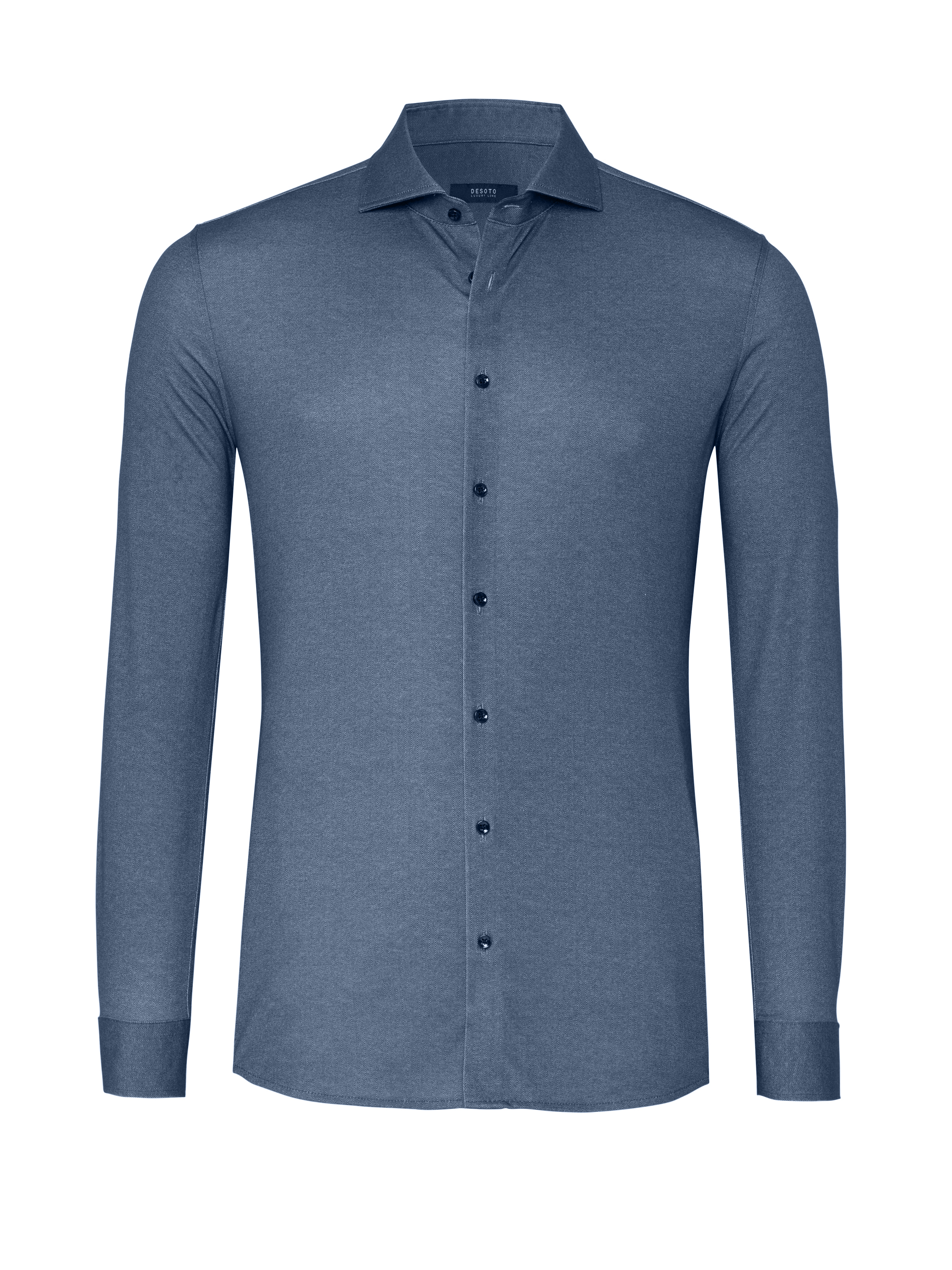 Mens shirt luxury hai in navy herringbone, product view