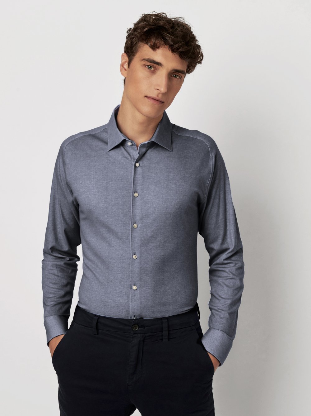 Hemd Casual Kent navy oxford Vorderansicht Hemd Casual Kent navy oxford Vorderansicht