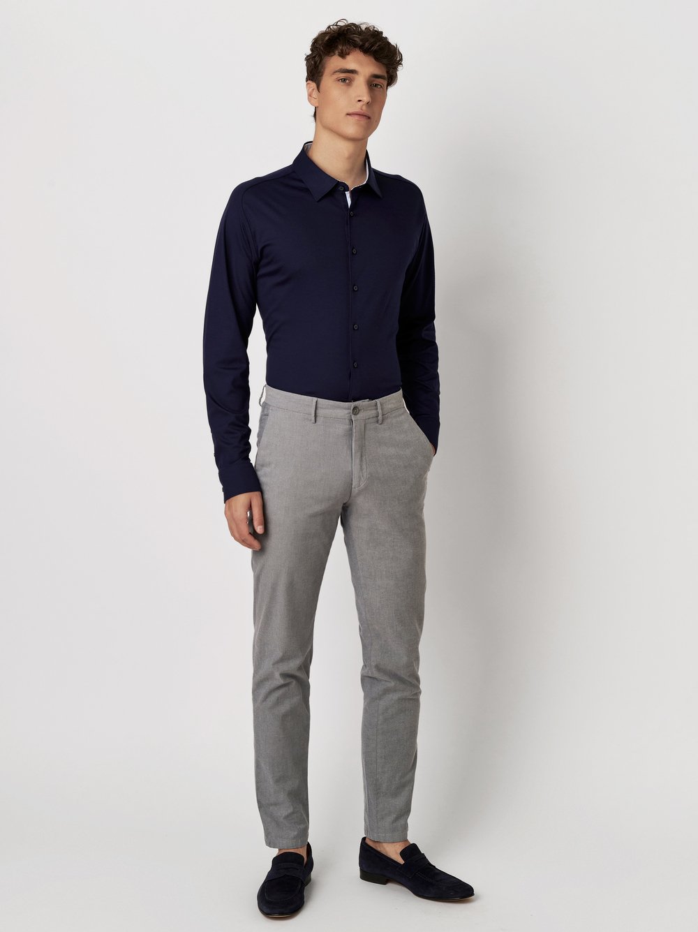 Hemd Casual Kent solid dark navy Outfitansicht Hemd Casual Kent solid dark navy Outfitansicht