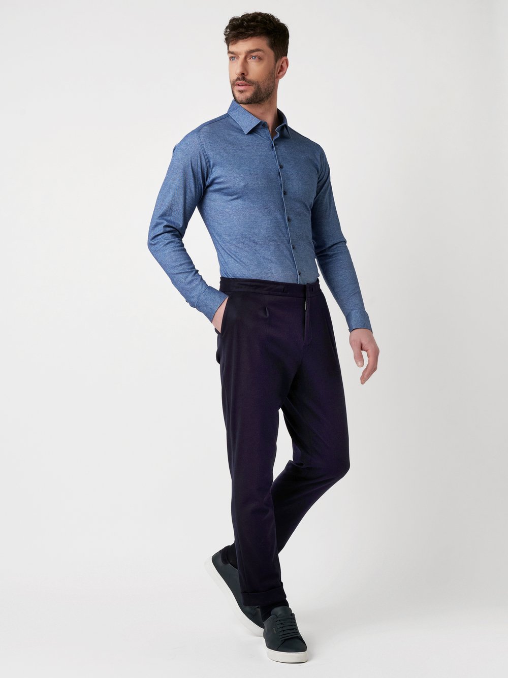 Shirt Casual Kent blue twill outfit view
