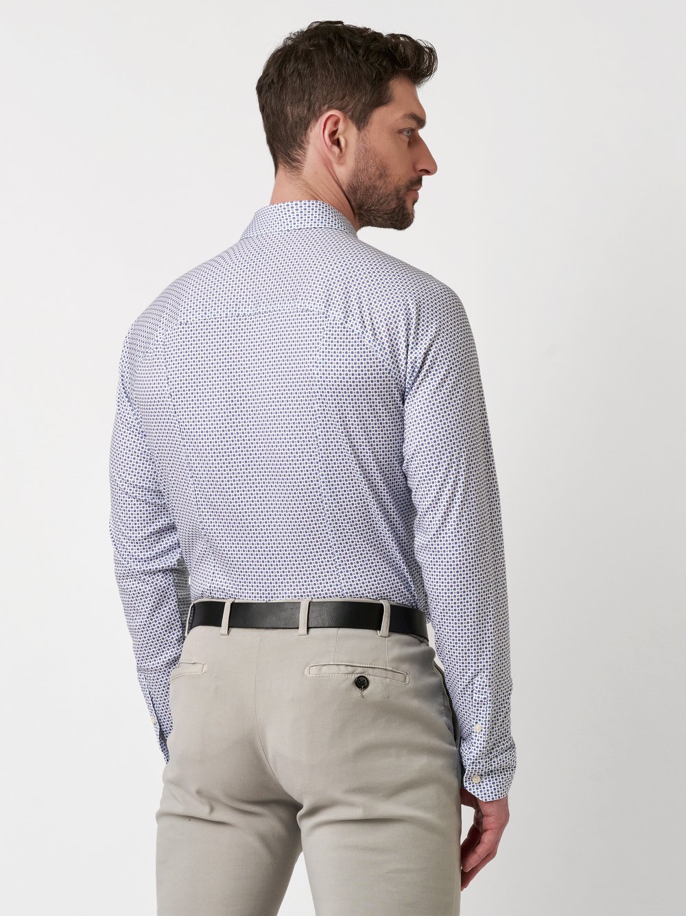 Hemd Casual Kent Blue camel flowers Rueckansicht Hemd Casual Kent Blue camel flowers Rueckansicht